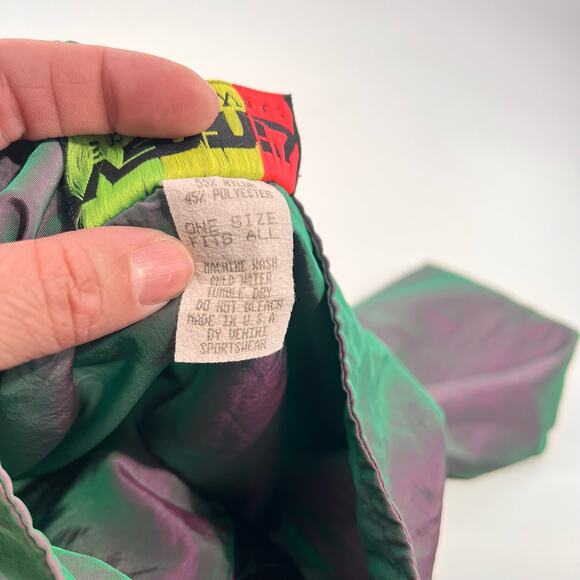vintage men's unisex quarter zip windbreaker duo chrome green purple one size - Picture 4 of 6